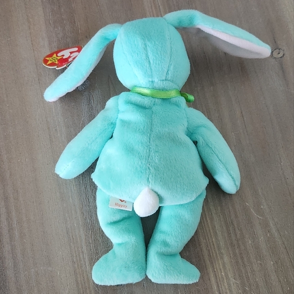 π° TY Beanie Baby β "Hippity" the Aqua Plush Bunny (1996) β Vintage Collectible - Picture 7 of 13